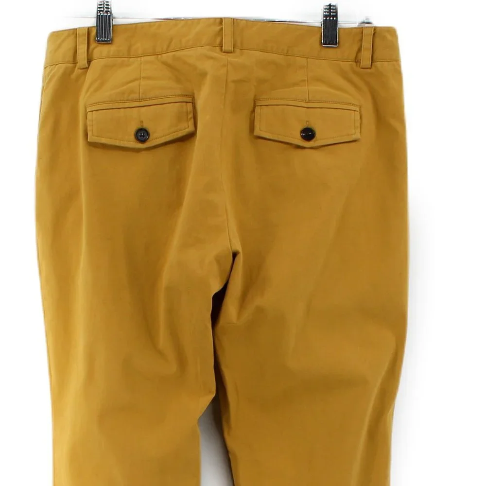 Tibi Turmeric Yellow Slim Chino Pants Cotton Stretch Tab Waist Trousers SZ 4 SM - Picture 4 of 10